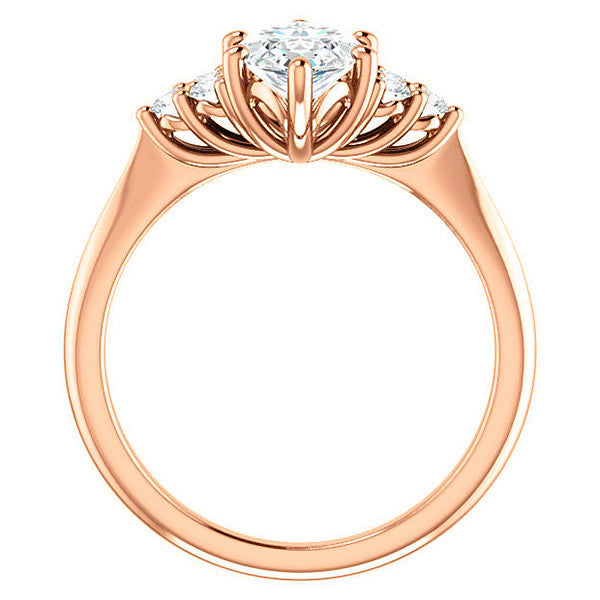 Marquise Cut Moissanite Cathedral Solitaire Ring