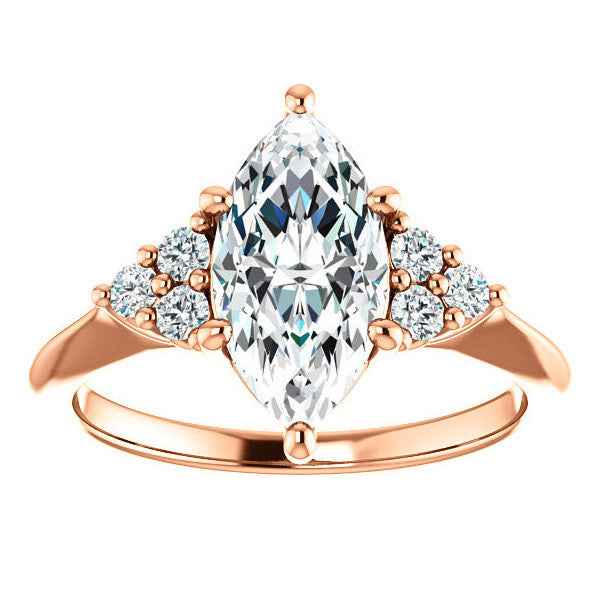 Marquise Cut Moissanite Cathedral Solitaire Ring