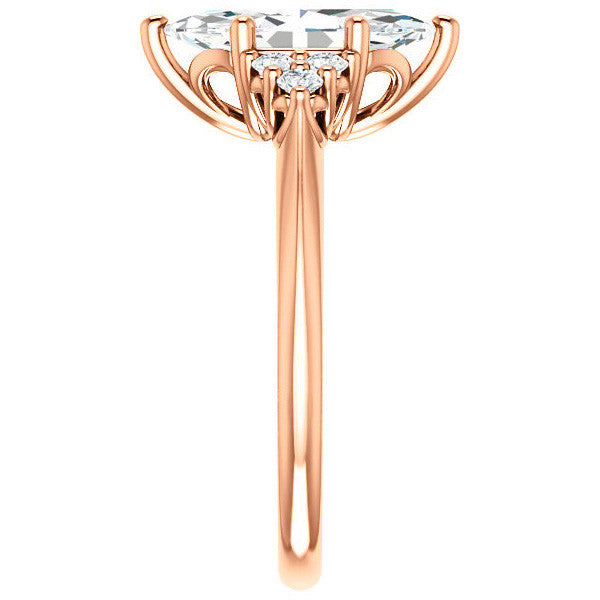 Marquise Cut Moissanite Cathedral Solitaire Ring