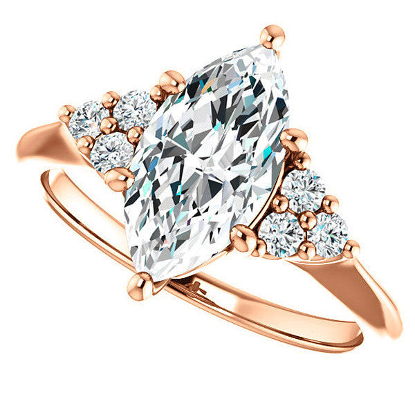 Marquise Cut Moissanite Cathedral Solitaire Ring