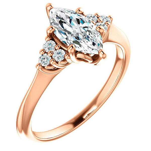 Marquise Cut Moissanite Cathedral Solitaire Ring