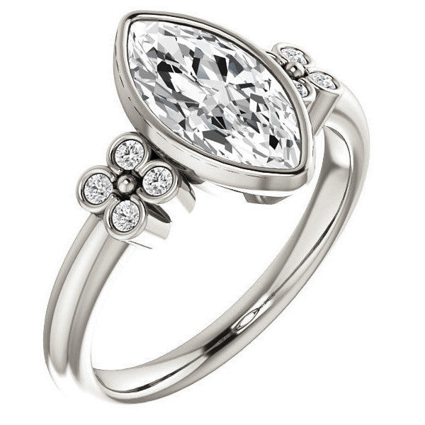 Marquise Bezel Set Moissanite Engagement Ring