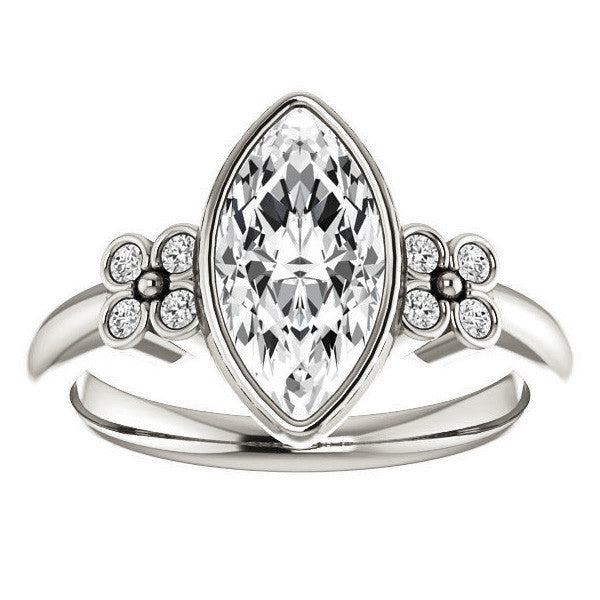 Marquise Bezel Set Moissanite Engagement Ring