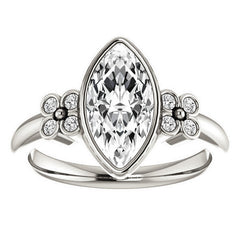 Marquise Bezel Set Moissanite Engagement Ring