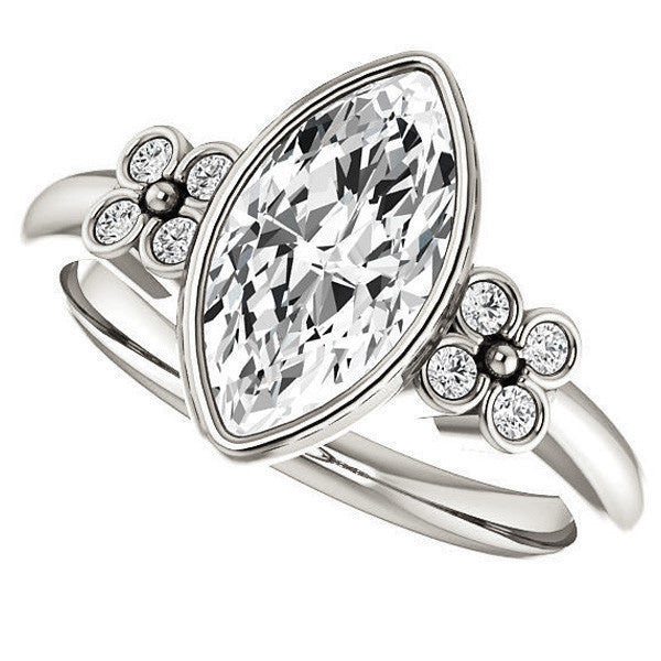 Marquise Bezel Set Moissanite Engagement Ring