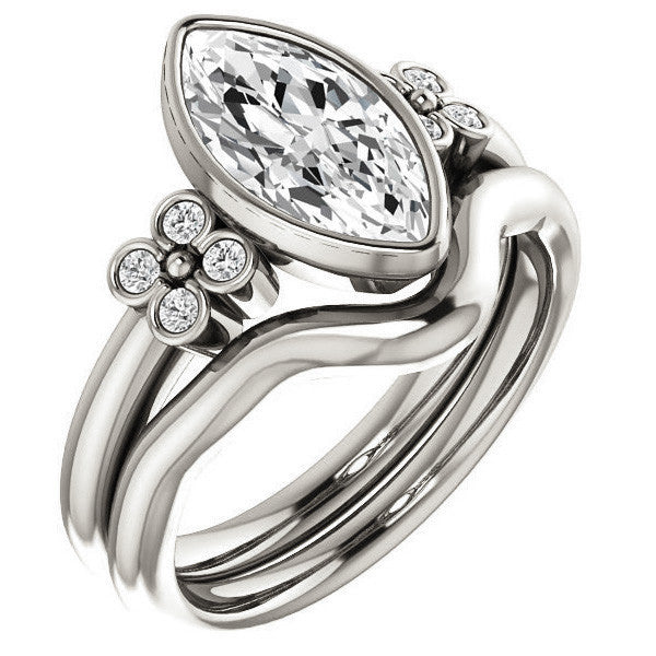 Marquise Bezel Set Moissanite Engagement Ring