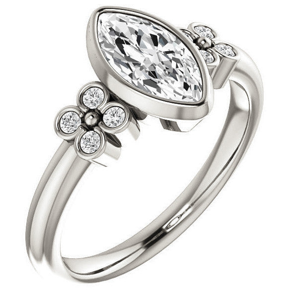 Marquise Bezel Set Moissanite Engagement Ring
