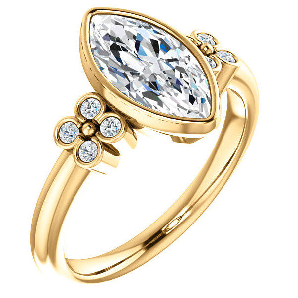 Marquise Bezel Set Moissanite Engagement Ring