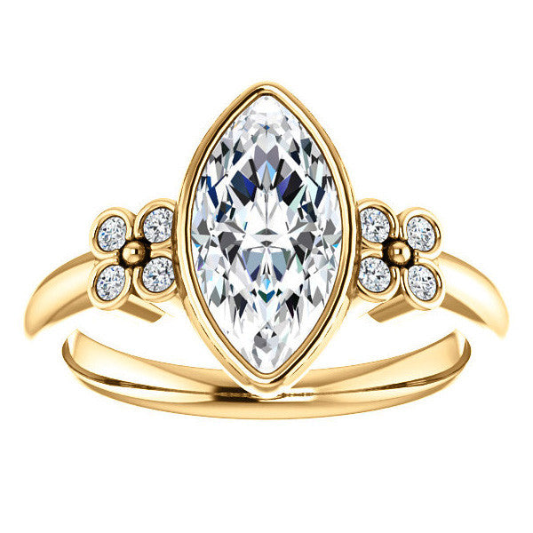 Marquise Bezel Set Moissanite Engagement Ring