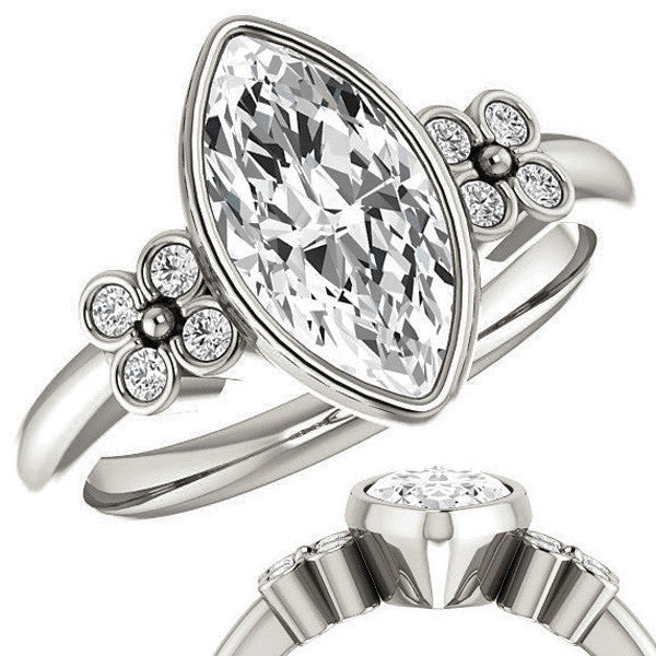 Marquise Bezel Set Moissanite Engagement Ring