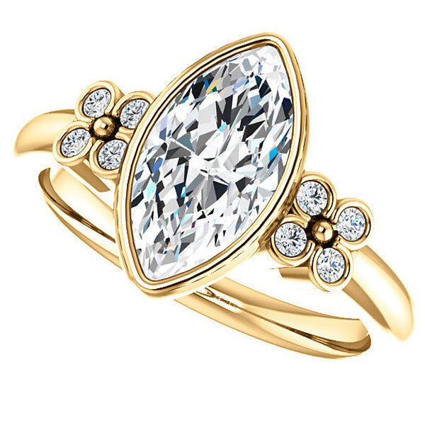 Marquise Bezel Set Moissanite Engagement Ring