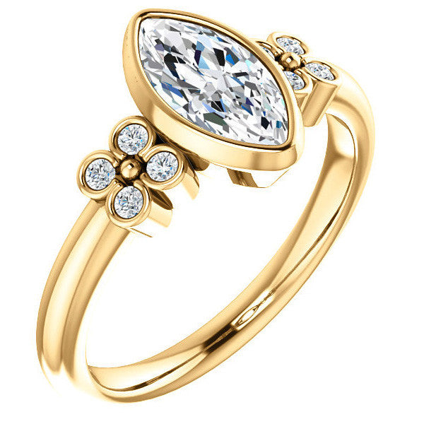 Marquise Bezel Set Moissanite Engagement Ring