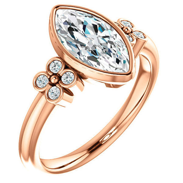 Marquise Bezel Set Moissanite Engagement Ring