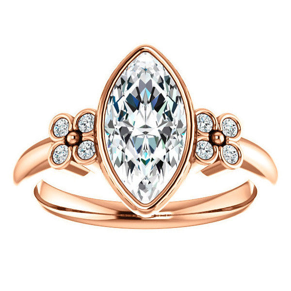 Marquise Bezel Set Moissanite Engagement Ring