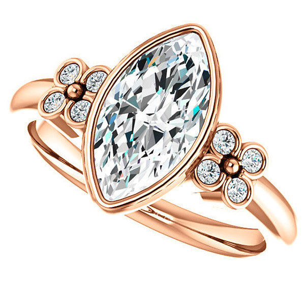 Marquise Bezel Set Moissanite Engagement Ring
