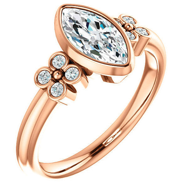 Marquise Bezel Set Moissanite Engagement Ring