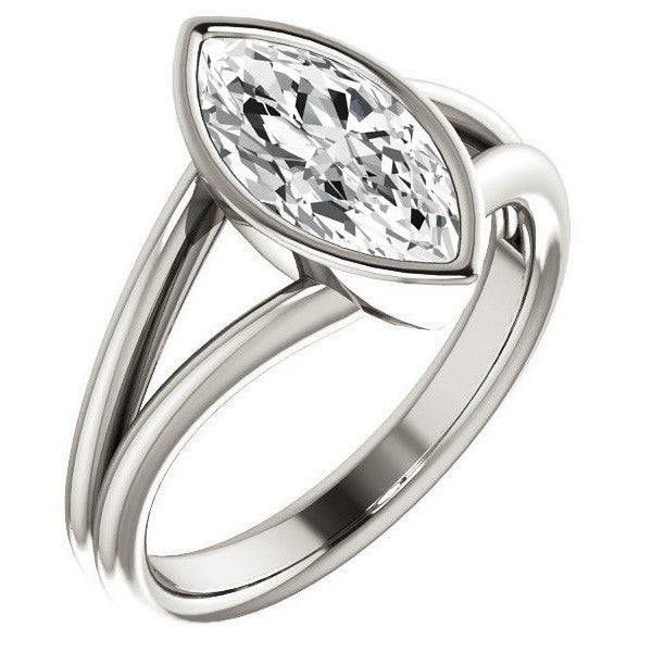 Marquise Moissanite Split Shank Engagement Ring