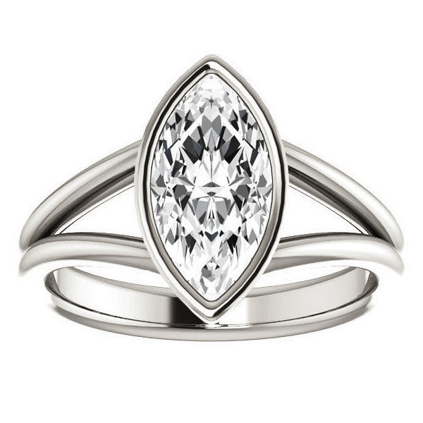 Marquise Moissanite Split Shank Engagement Ring
