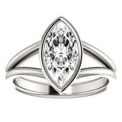 Marquise Moissanite Split Shank Engagement Ring