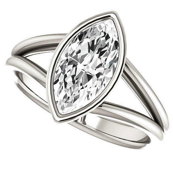 Marquise Moissanite Split Shank Engagement Ring