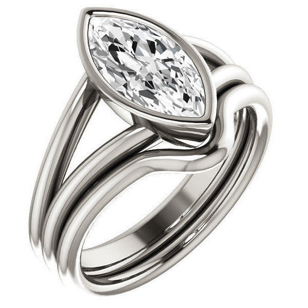 Marquise Moissanite Split Shank Engagement Ring