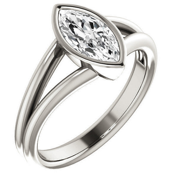 Marquise Moissanite Split Shank Engagement Ring