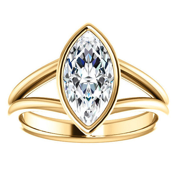 Marquise Moissanite Split Shank Engagement Ring