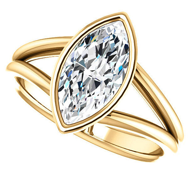 Marquise Moissanite Split Shank Engagement Ring