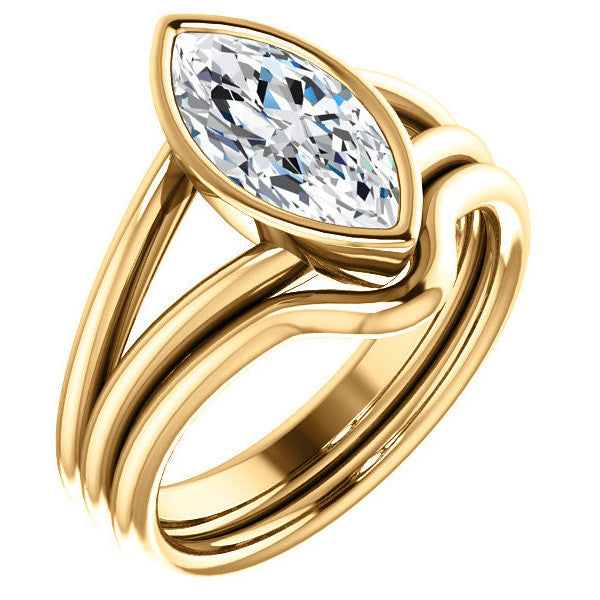 Marquise Moissanite Split Shank Engagement Ring