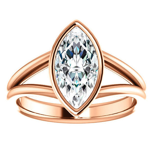 Marquise Moissanite Split Shank Engagement Ring
