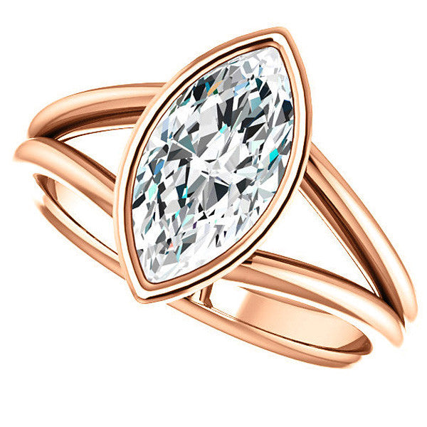 Marquise Moissanite Split Shank Engagement Ring