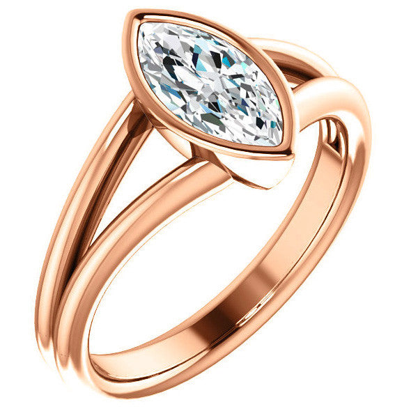 Marquise Moissanite Split Shank Engagement Ring
