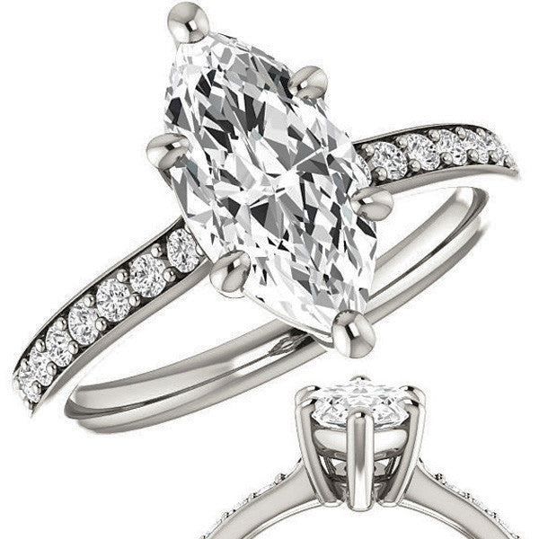 Marquise cut Moissanite Basket Engagement Ring
