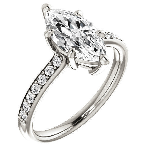 Marquise cut Moissanite Basket Engagement Ring