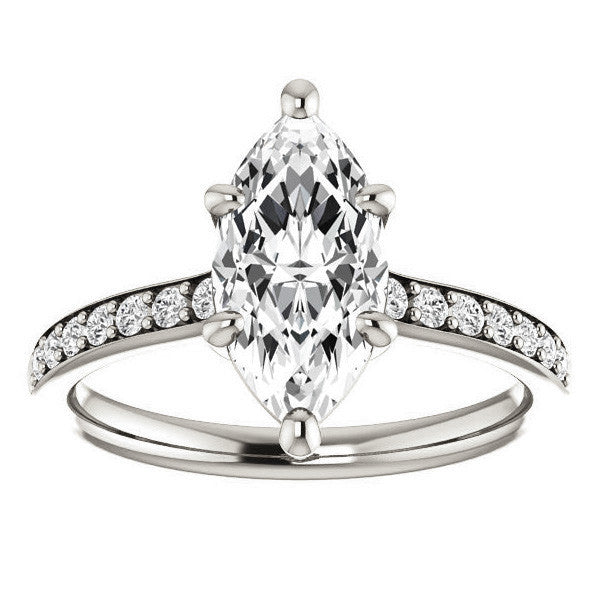 Marquise cut Moissanite Basket Engagement Ring