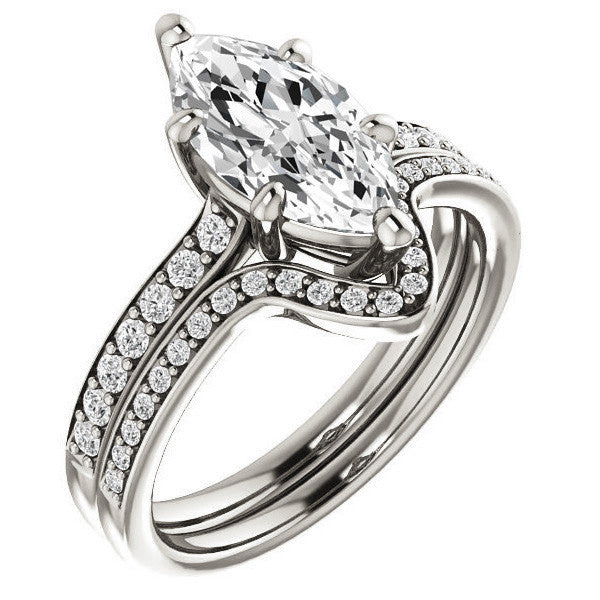 Marquise cut Moissanite Basket Engagement Ring