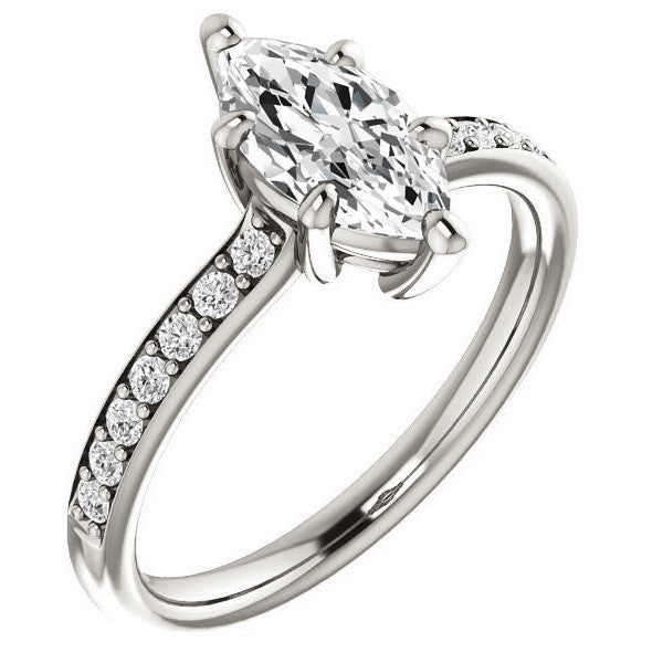 Marquise cut Moissanite Basket Engagement Ring