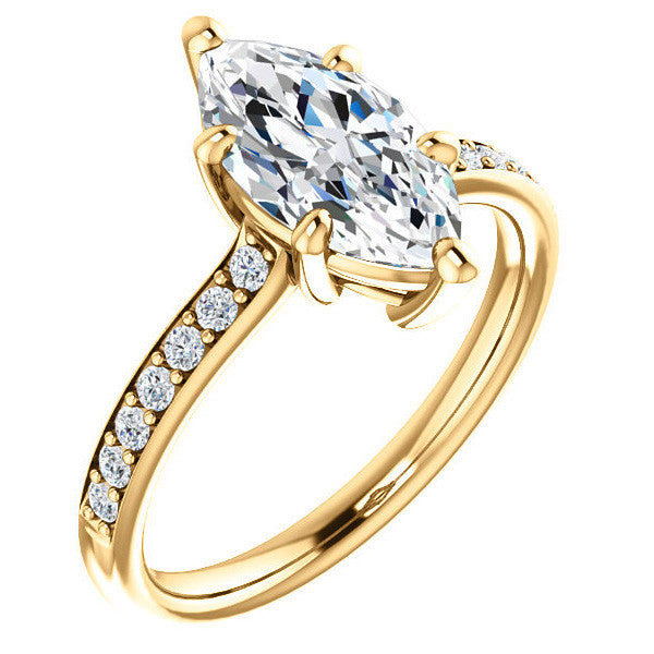 Marquise cut Moissanite Basket Engagement Ring