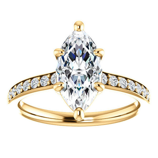 Marquise cut Moissanite Basket Engagement Ring