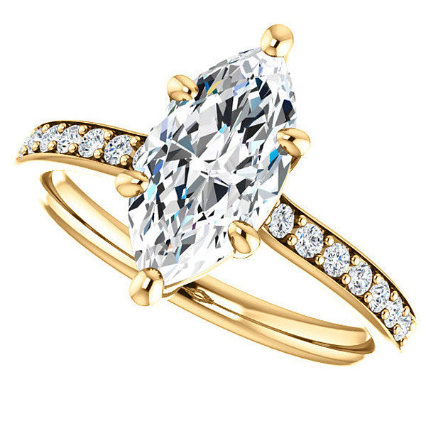 Marquise cut Moissanite Basket Engagement Ring