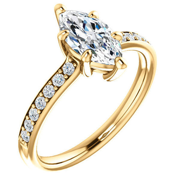 Marquise cut Moissanite Basket Engagement Ring
