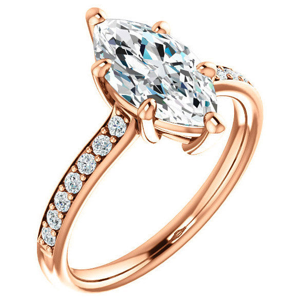 Marquise cut Moissanite Basket Engagement Ring