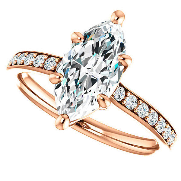 Marquise cut Moissanite Basket Engagement Ring