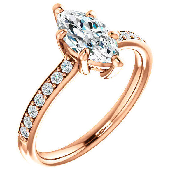 Marquise cut Moissanite Basket Engagement Ring
