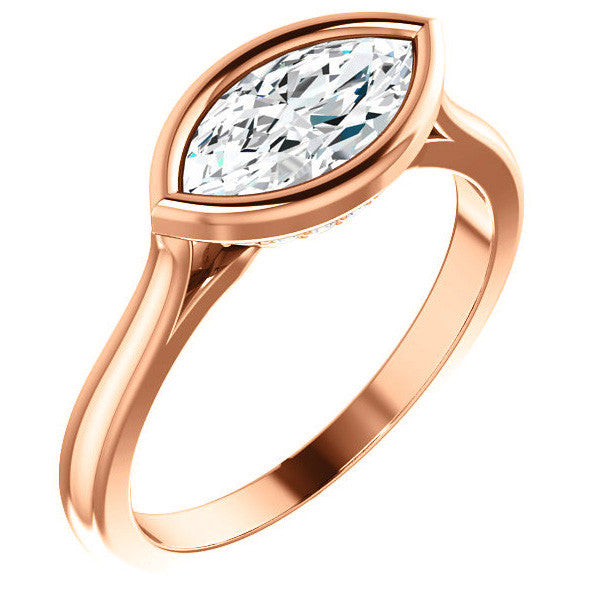 Marquise Bezel Set Engagement Ring