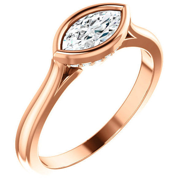 Marquise Bezel Set Engagement Ring