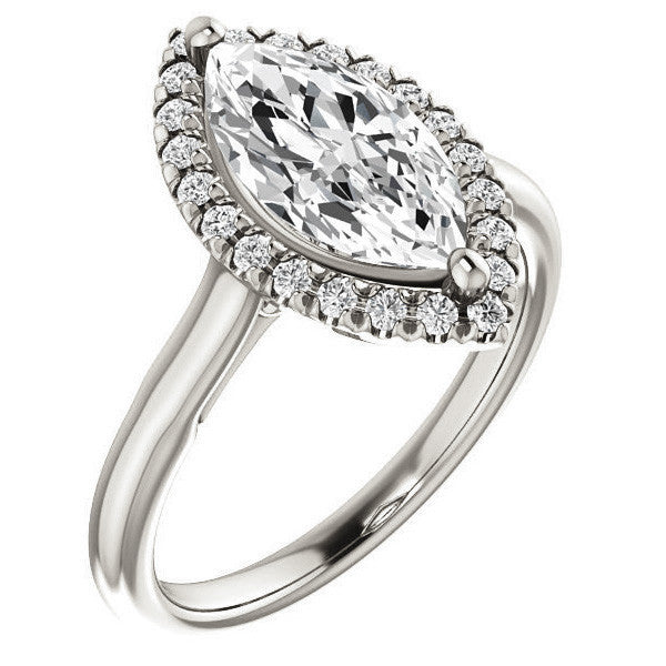 Marquise cut Halo Cathedral Engagement Ring