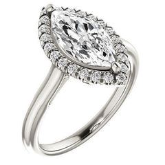 Marquise cut Halo Cathedral Engagement Ring