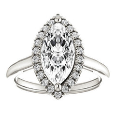 Marquise cut Halo Cathedral Engagement Ring