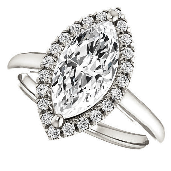 Marquise cut Halo Cathedral Engagement Ring